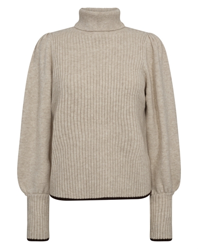Co'Couture - Row CC Puff Rib Roll Neck Strik - Creme